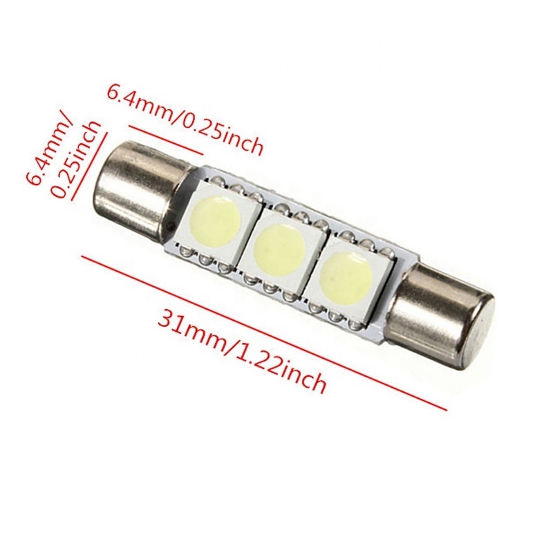 Car Led bulbs 5050 3SMD Fuse Vanity Mirror Light Bulb Festoon Fuse LED Light T6 Car Interior Sun Visor Vanity Lighting