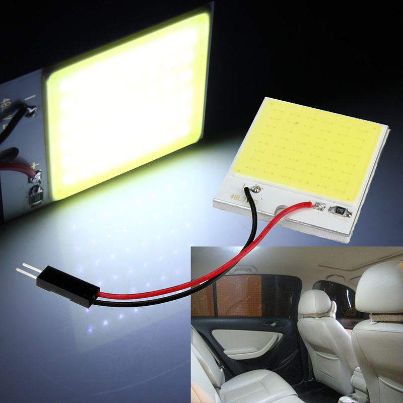 T10 48SMD COB LED Car Interior Panel Light Dome Lamp Ceilling  Bulbs Reading Interior Lighting For Automotive Dome Replace