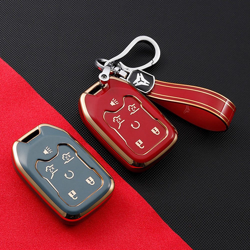 Car Key Case Cover 2015 16 Tahoe Silverado Suburban GMC Sierra Acadia Terrain 5 6 Button Key Case Premium TPU New for Chevrolet