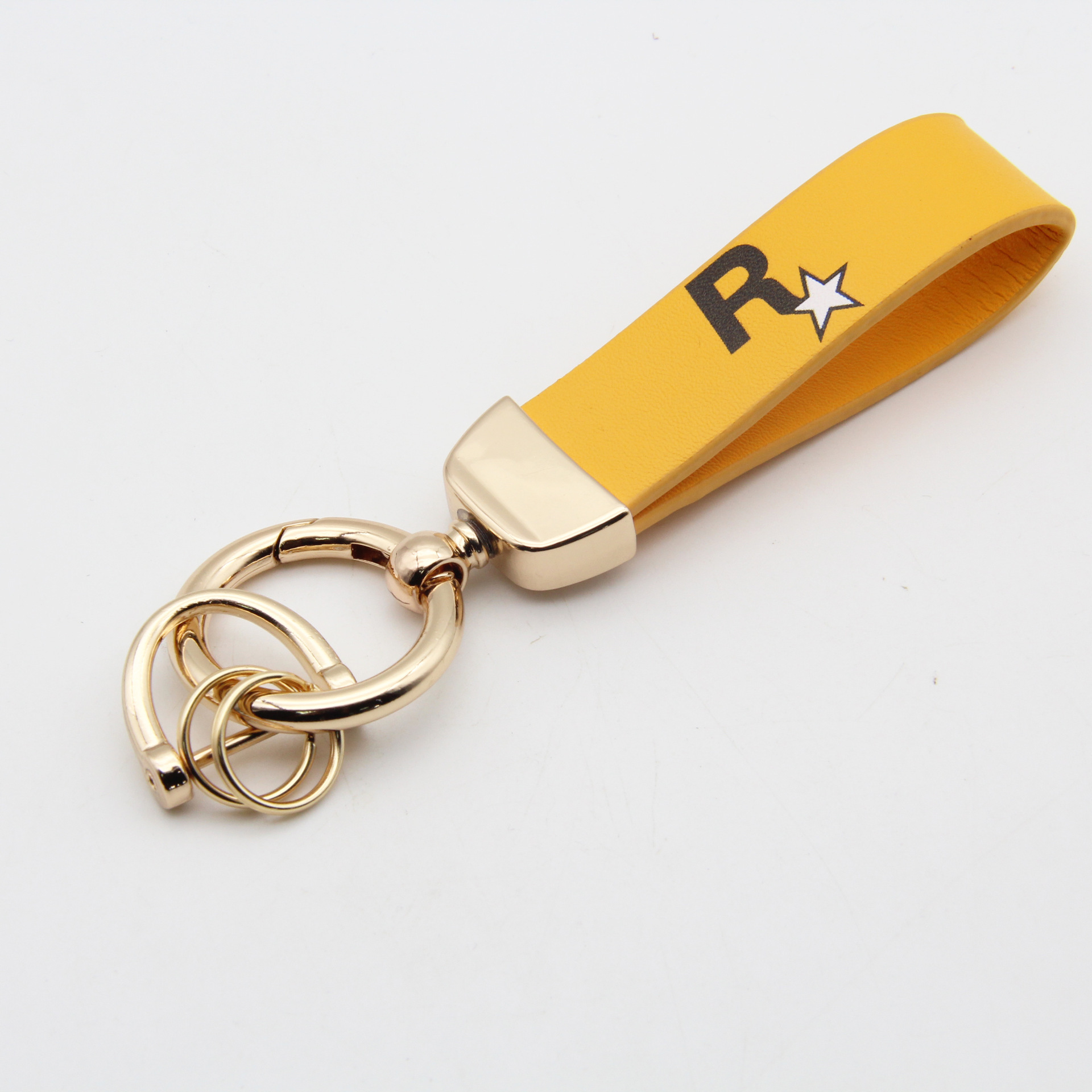 Wholesale Promotional Gifts Car Brand logo  Metal Microfiber Leather Fashionable Crocodile Pattern Custom Leather Keychain