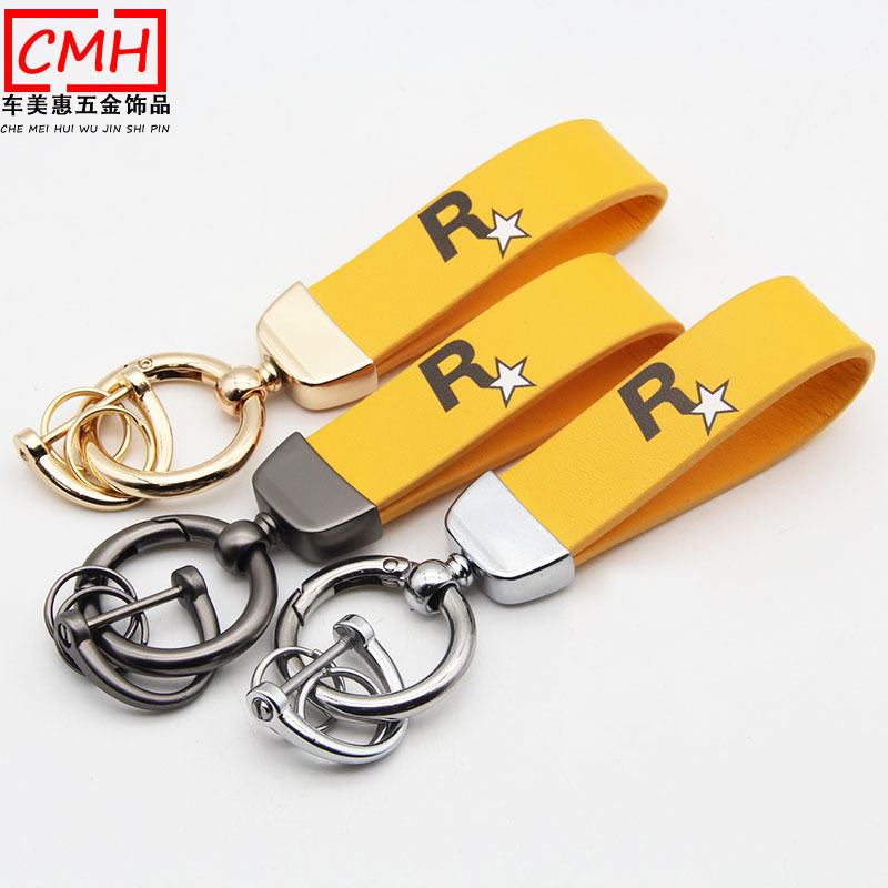 Wholesale Promotional Gifts Car Brand logo  Metal Microfiber Leather Fashionable Crocodile Pattern Custom Leather Keychain