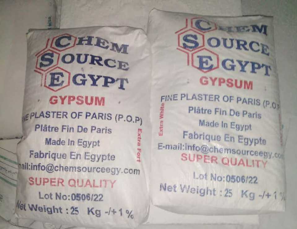 Egypt Gypsum Powder Plaster of Paris 00201009799906 Chem Source Egypt for forms gypsum board and corniche