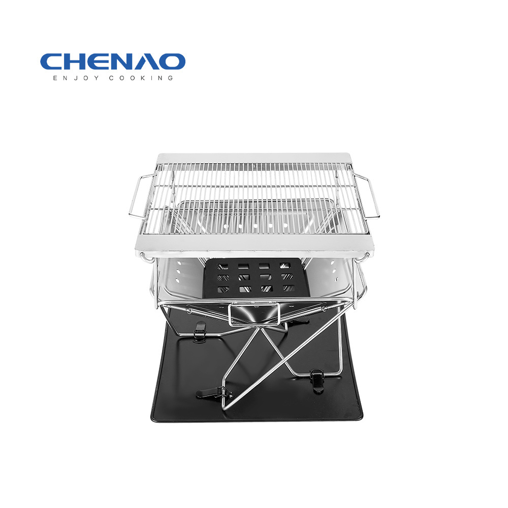 Original Folding Charcoal Smoker Grill BBQ Grill Stainless Steel Fire Pit For Outdoor Camping