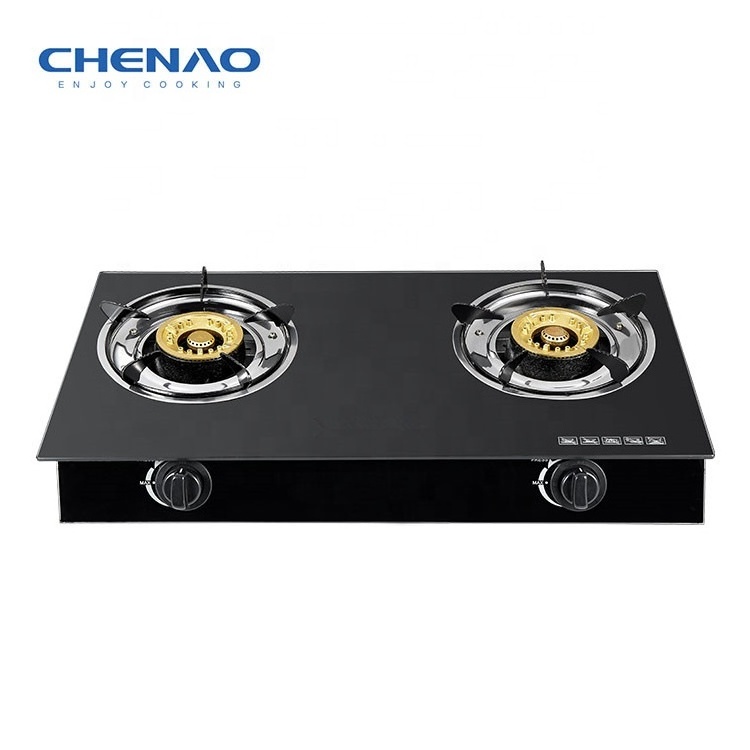 Tempered Glass Cooktop Stainless Steel Gas Stove With Double Burner Home Use Gas Cooker