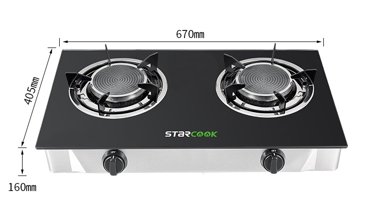 Infrared Stove Double Burner Household Hob Gas Stove Glass Top Gas Cooker