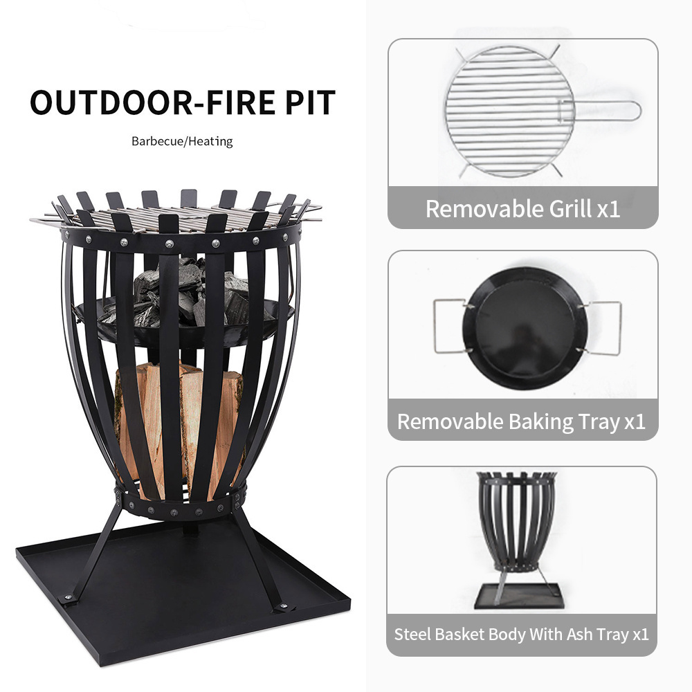 Outdoor Fire pit Metal Firepit Backyard Patio Garden Stove Wood Burning Fire Pit