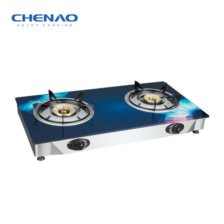 Dual-cooker Cooktop 2 Burner Indoor Table Glass Gas Stove