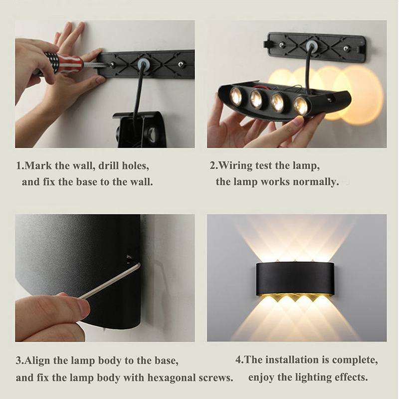 4W UP And Down Living Room Bedside Reading Light Plug In Wall Mounted Decorative Indoor Sconce Modern Led Wall,Wall Light