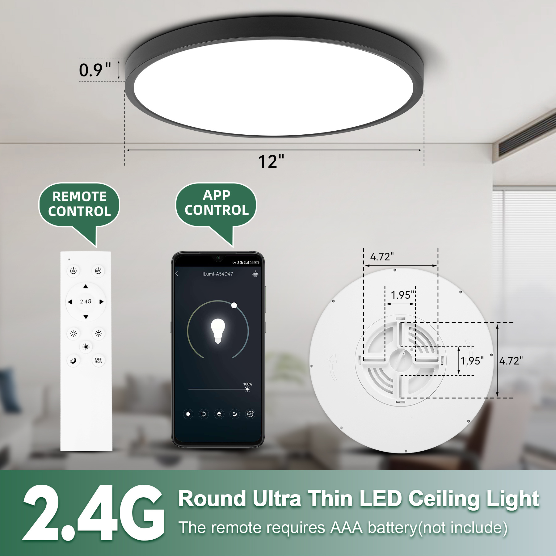 Surface Mounted Round Square Dimmable LED Ceiling Light With Remote Control For Living Room/Ceiling lights/Led Ceiling Light