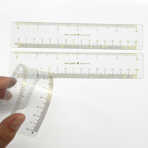 OEM Factory gold stamping print logo clear pvc plastic ruler,  Transparent flexible pvc ruler and paper rulers