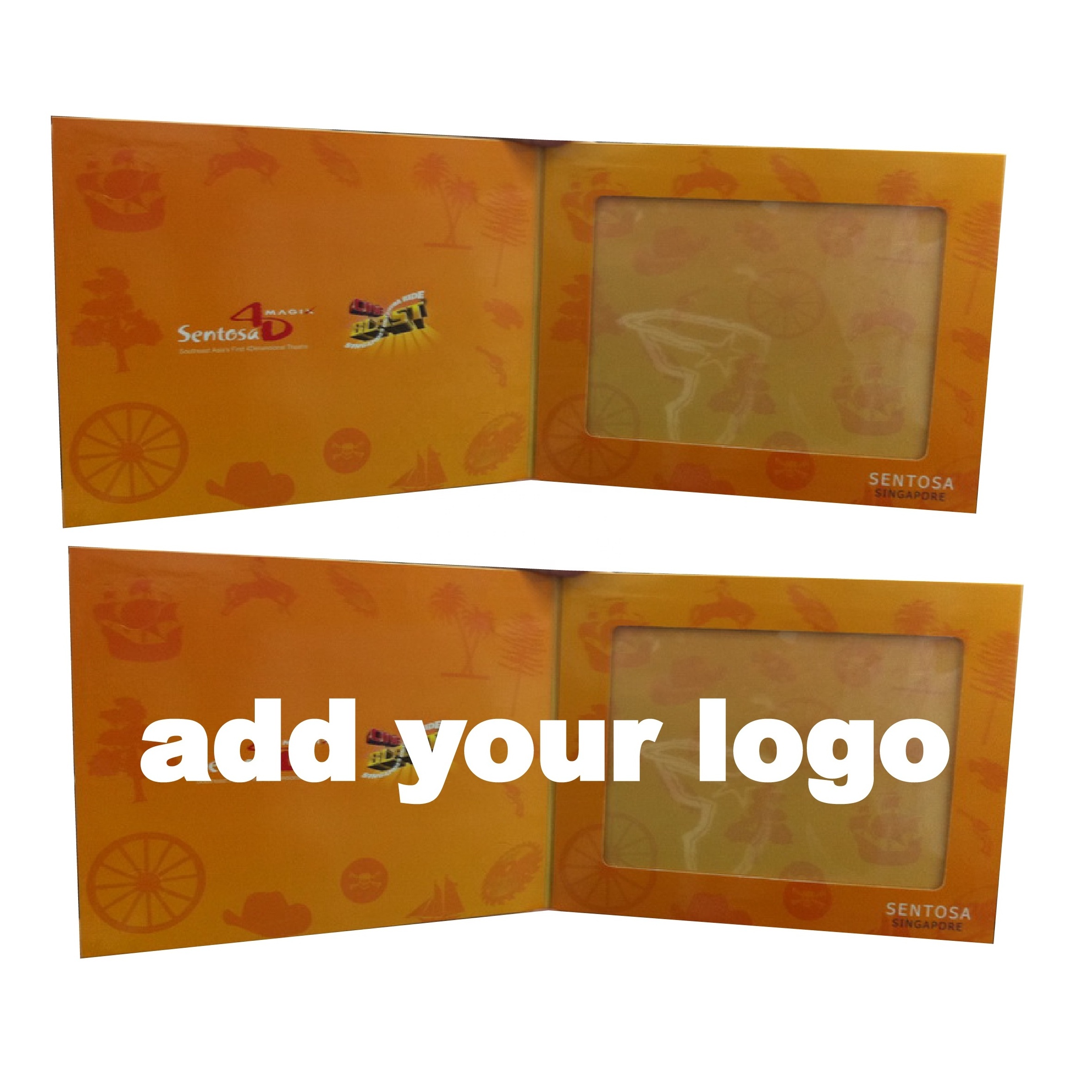 OEM customize 350-400g card paper flip open photo holder with cmyk printing, paper folded photo frame for 4R or 6R