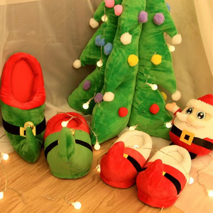 Hotsaleing Christmas Home Cotton Slippers Winter Christmas Indoor Flat Slipper Santa Claus Slippers Plush Toys Wholesale