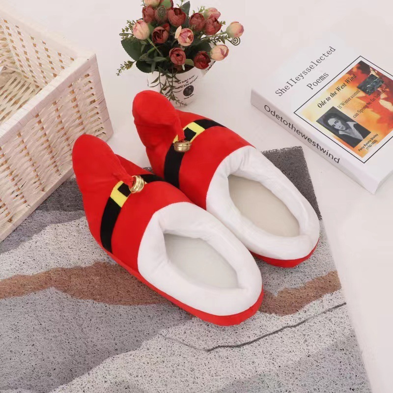 Hotsaleing Christmas Home Cotton Slippers Winter Christmas Indoor Flat Slipper Santa Claus Slippers Plush Toys Wholesale