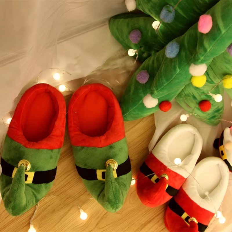 Hotsaleing Christmas Home Cotton Slippers Winter Christmas Indoor Flat Slipper Santa Claus Slippers Plush Toys Wholesale