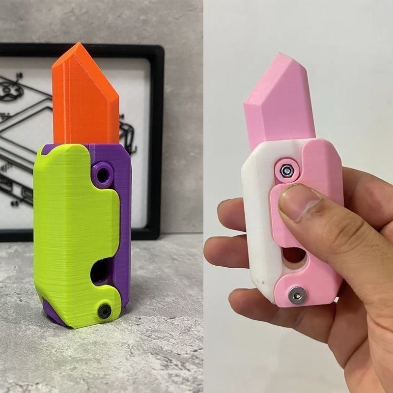 New 3d Printing Gravity Knife Toy Cub Jumping Small Radish Knife Fidget Toys Decompression Push Card Small Carrot Knife