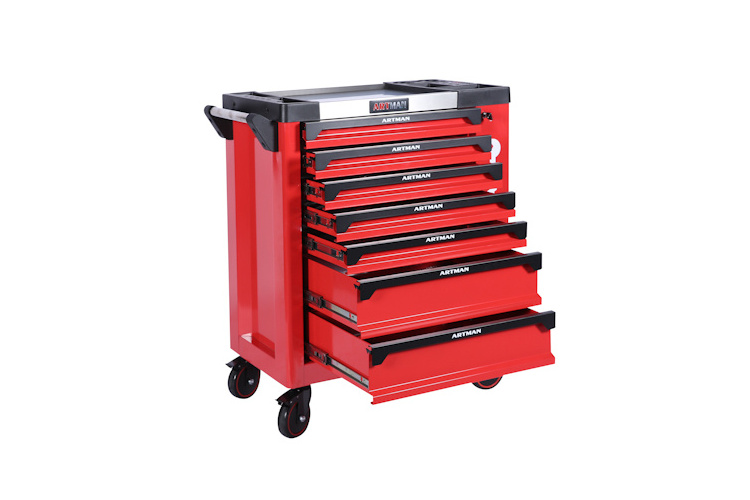 2021 Best sale 7 drawers Germany kraft tools set trolley with stainless steel table