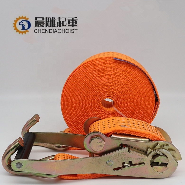 Double J Hook Strap Cargo Strap Lashing Straps Polyester Factory Supply Quick Release 1.5 Inch Cargo Ratchet Tie Down 3000kgs