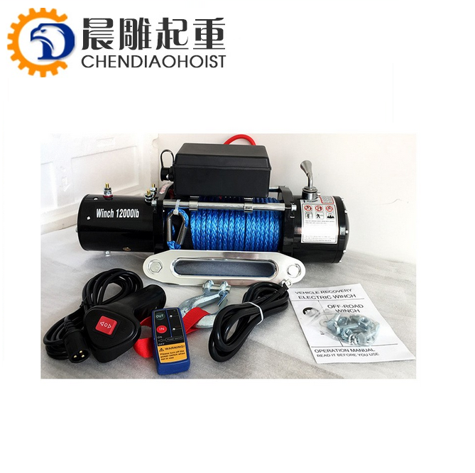 Mini 8000 12000 LBS 12V 24V 4WD off road 4x4 car electric winch with synthetic wire rope