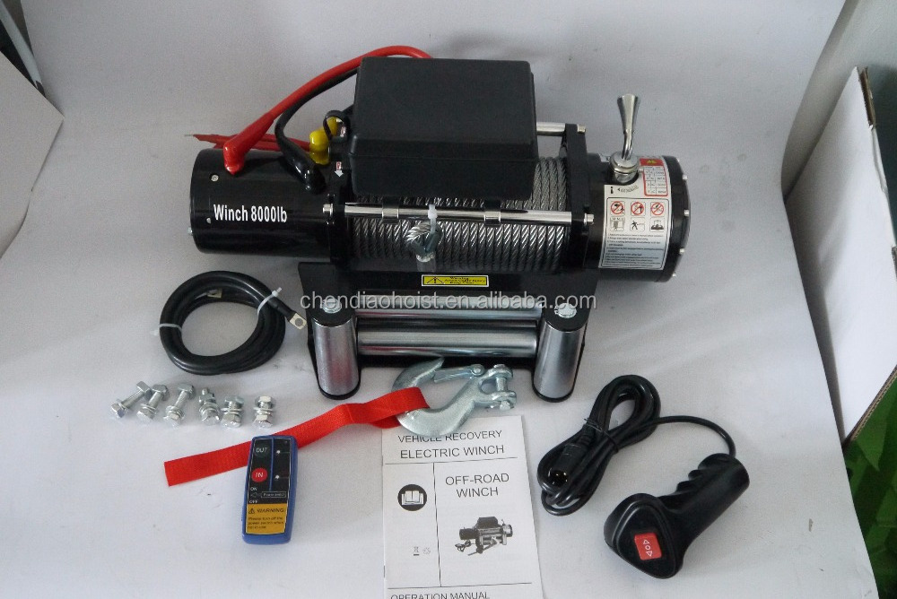 Mini 8000 12000 LBS 12V 24V 4WD off road 4x4 car electric winch with synthetic wire rope