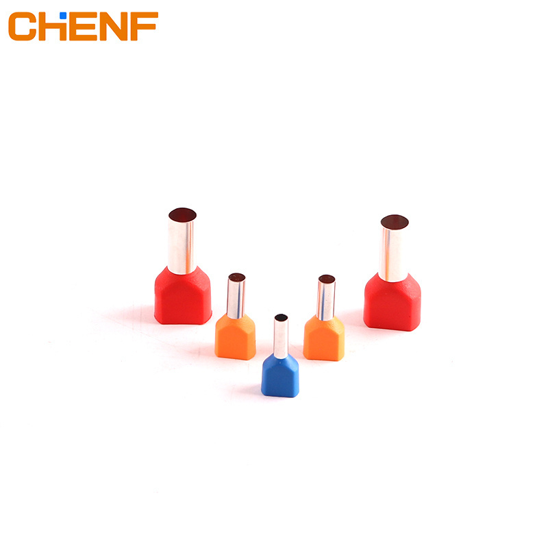 CHENF TE series insulated twin cord end terminal copper cable ferrules double wire crimp terminal copper end sleeves connector