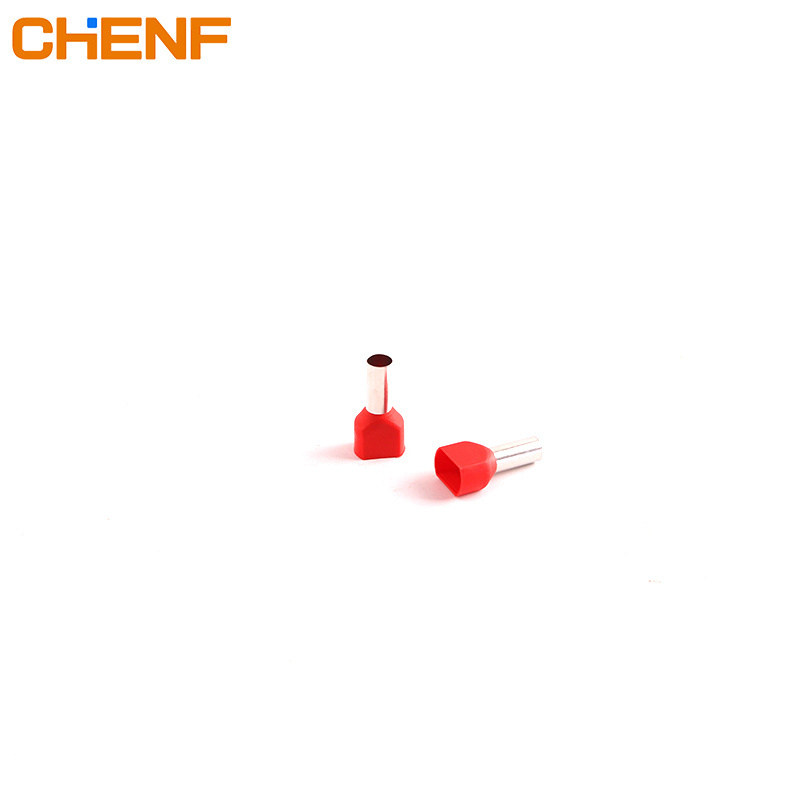 CHENF TE series insulated twin cord end terminal copper cable ferrules double wire crimp terminal copper end sleeves connector