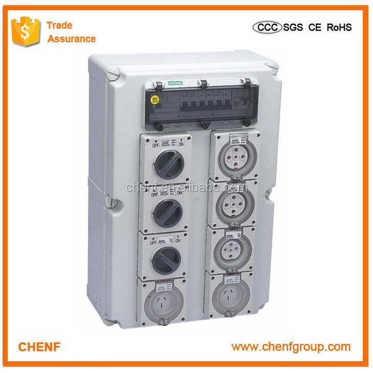 Outdoor Indoor 3 phase Waterproof Power IP65 Electrical Combinatorial Outlet Distribution Board Box for plug