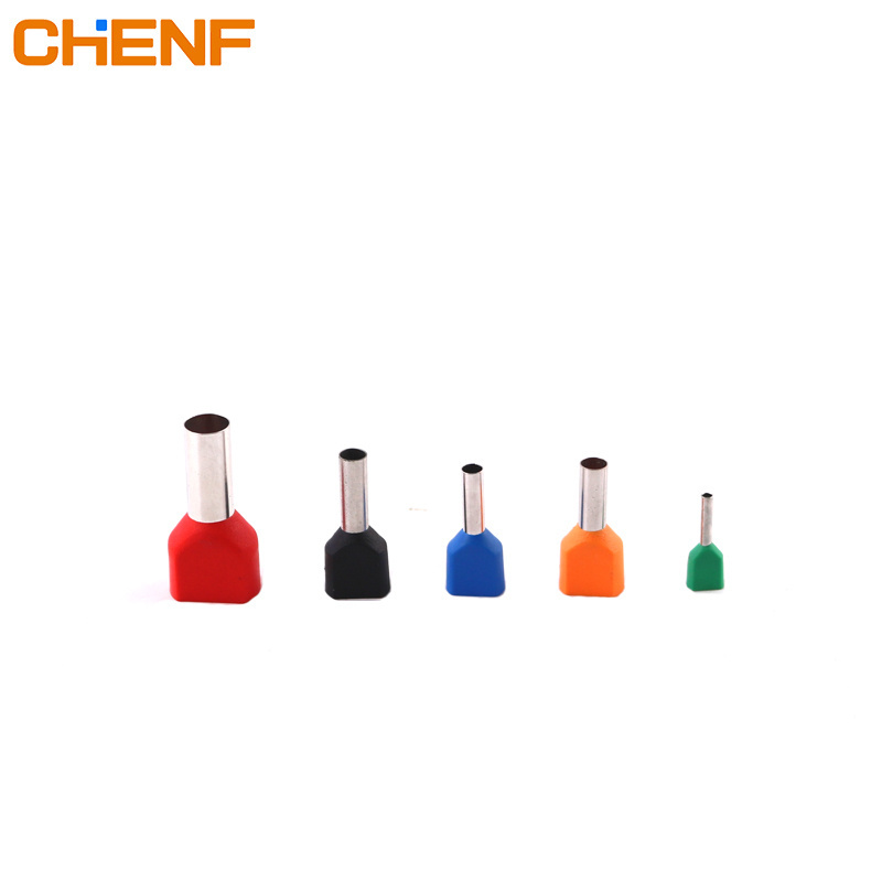 CHENF TE series insulated twin cord end terminal copper cable ferrules double wire crimp terminal copper end sleeves connector