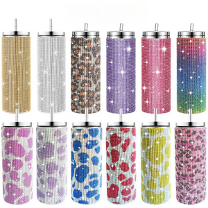 Diamond Water Bottle Thermos cup with straw 20oz Rhinestone Stainless Steel Thermal Bottle Water Bottle for Women Girls Gifts