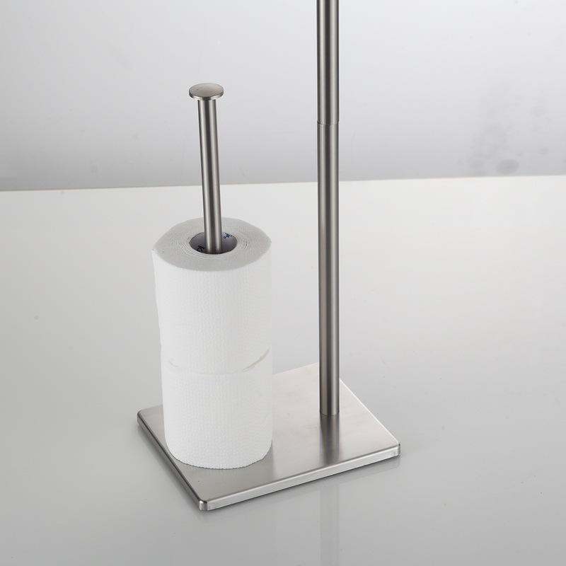 CF BPH102 Floor Standing Stainless Steel  Multifunction Toilet Paper Tissue Holder Modern Design with Matte Nickel for Bathroom