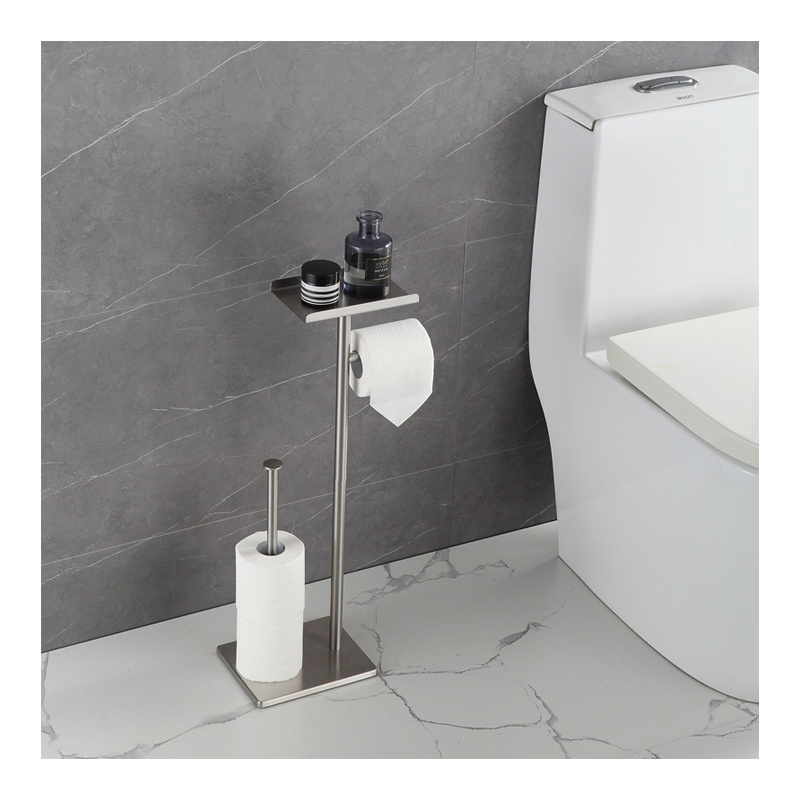 CF BPH102 Floor Standing Stainless Steel  Multifunction Toilet Paper Tissue Holder Modern Design with Matte Nickel for Bathroom