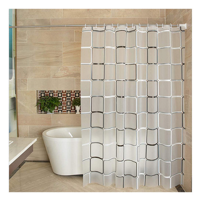 CF Cube Shape Bathroom Curtains Transparent Printed Peva Shower Curtain Bathroom Curtains Shower Liners