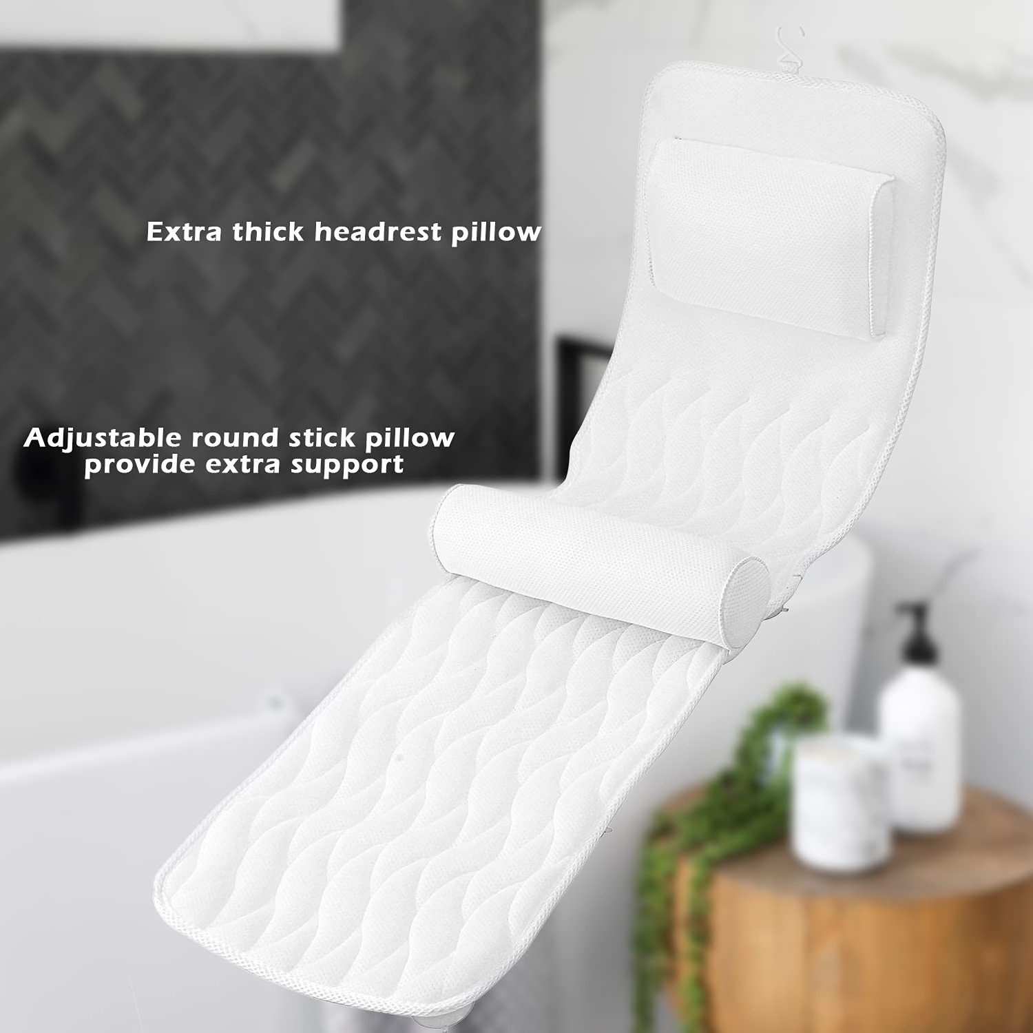 CF BBP25 Luxury Cushion Supports head Neck Shoulder full body spa anti-slip bathtub bath pillow 4d air mesh with vantou