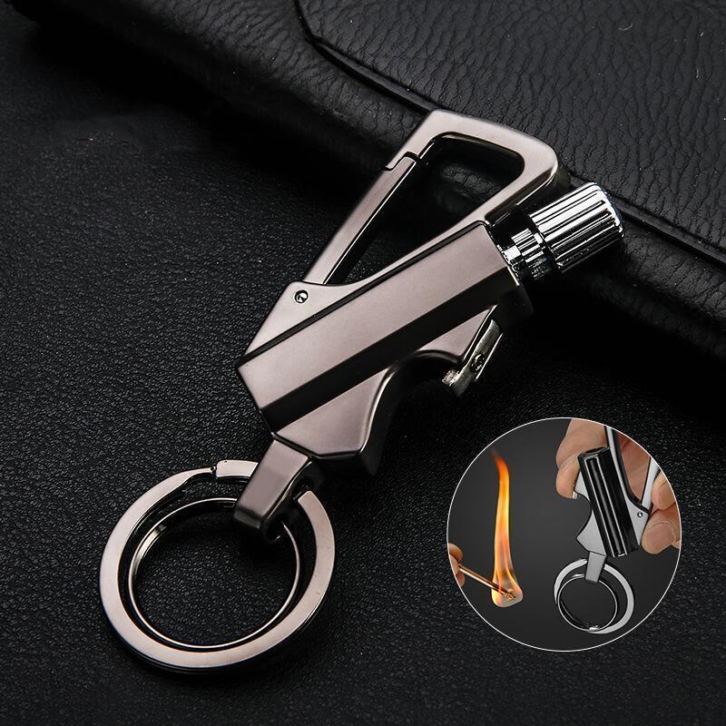 Multifunctional 3 in 1 match kerosene lighter  outdoor waterproof portable flint buckle bottle opener key chain