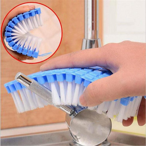 Hot Sale New creative household products curved soft brush plastic cleaning brush Faucet bathtu Brushes