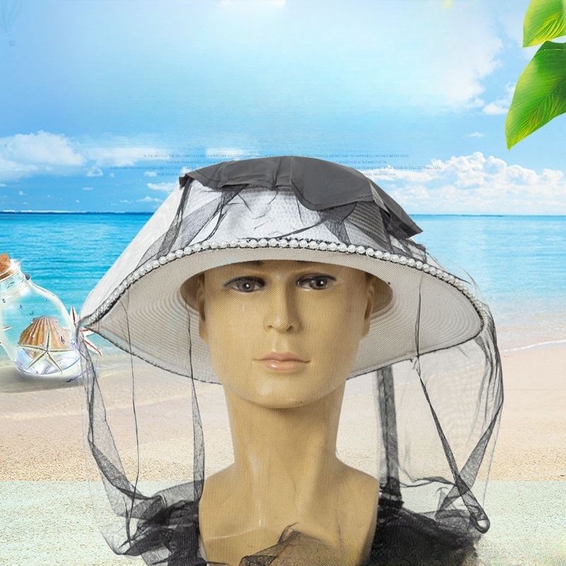 Travel Camping Outdoor Survival Anti-Mosquito Bug Bee Insect Mesh Hat Head & Face Protect Net & Bed Canopy