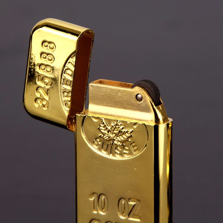 2024 Gold Bar Lighter Creative Ultra thin Mini Convenient Portable Grinding Wheel Open Fire Lighter