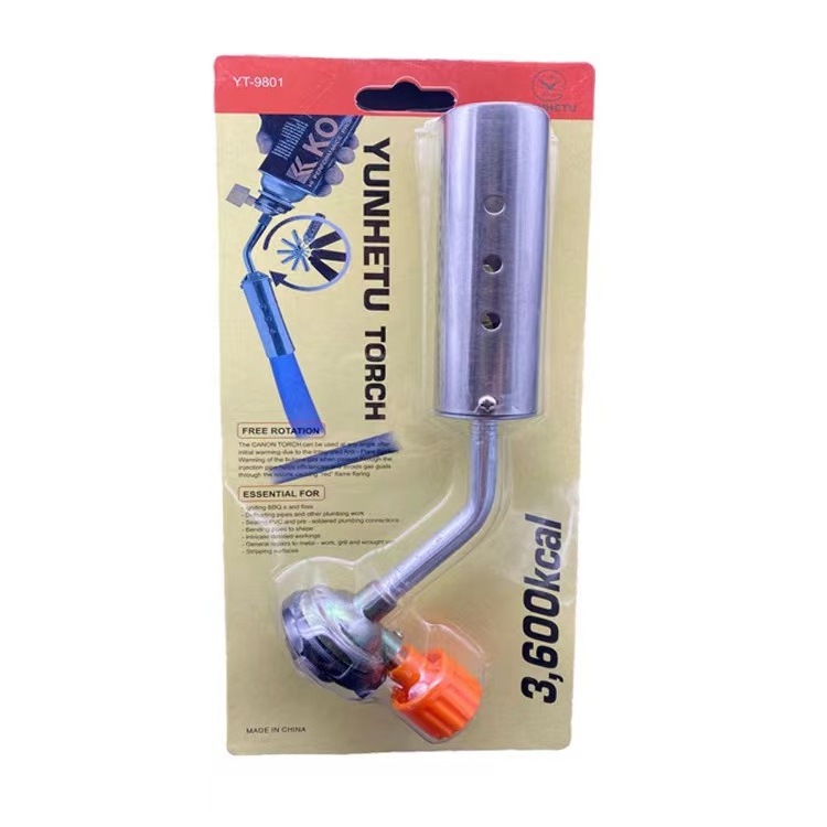 Butane gas card flamethrower Outdoor Barbecue 360 can be inverted manual igniter stainless steel