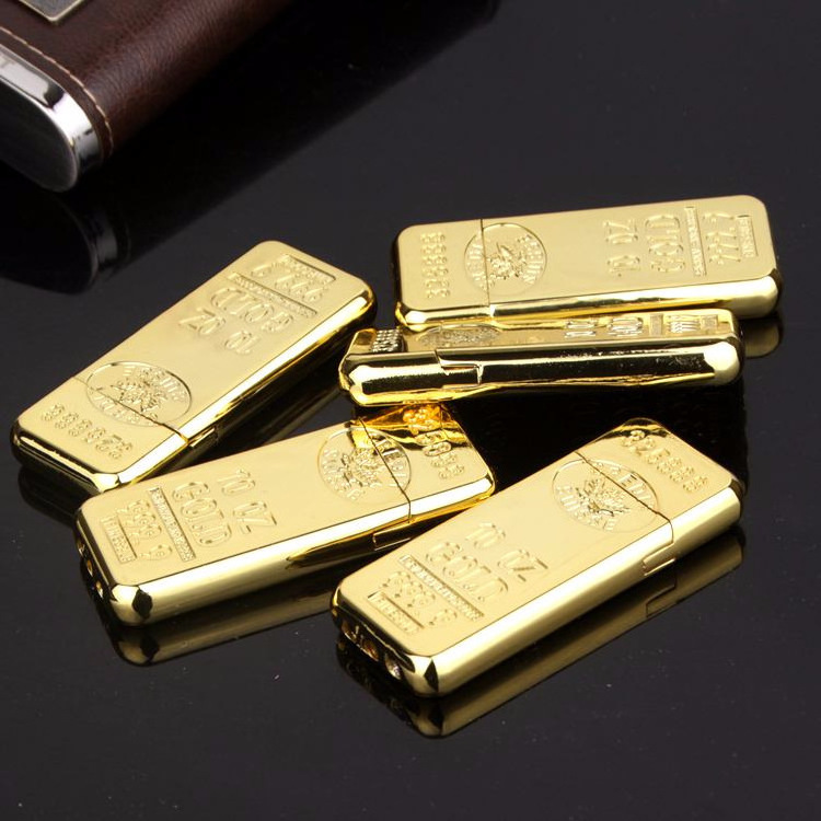 2024 Gold Bar Lighter Creative Ultra thin Mini Convenient Portable Grinding Wheel Open Fire Lighter