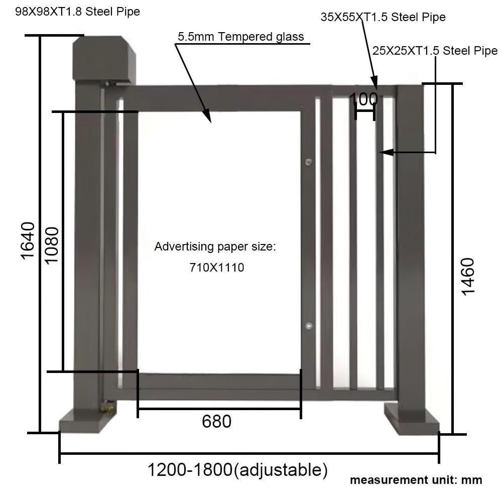 Customizable  Access Control Turnstile Toll Barrier Swing Advertising Gate