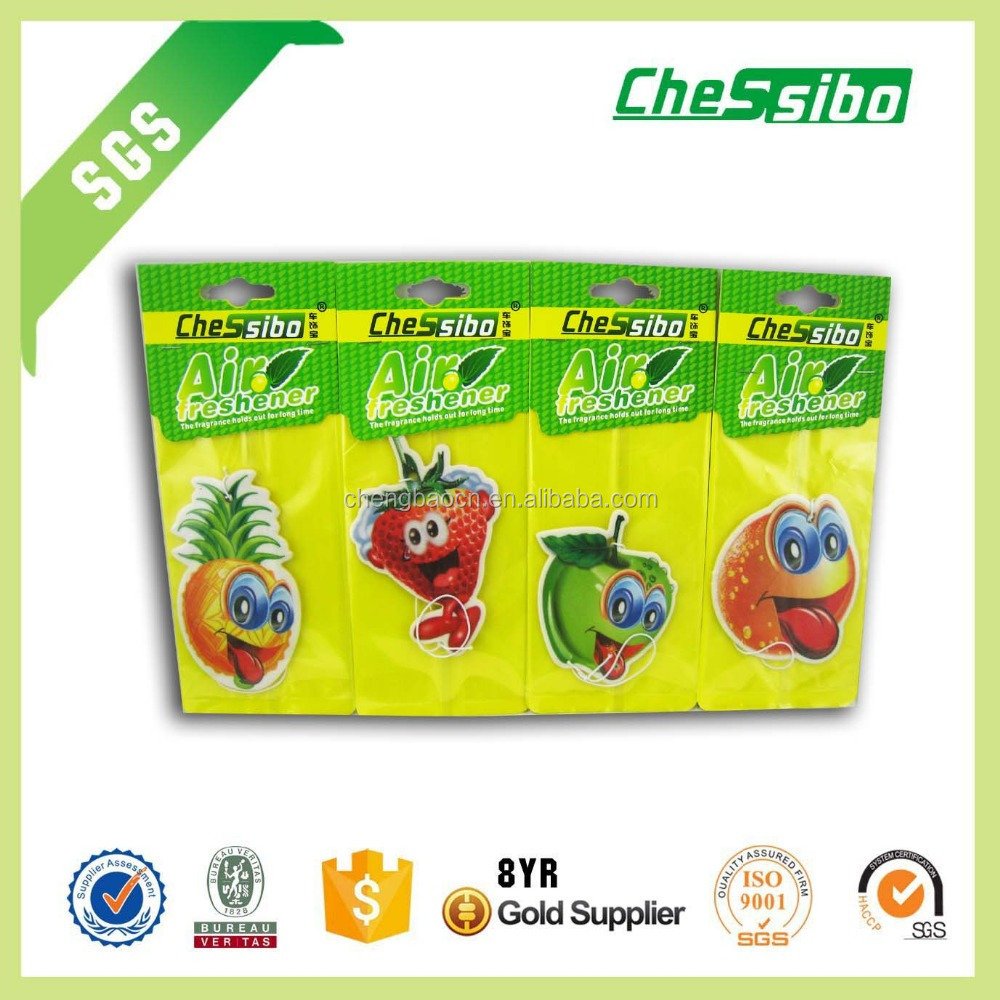 customized logo scents air freshener brands wholesale hanging paper car air freshener/fruit shape