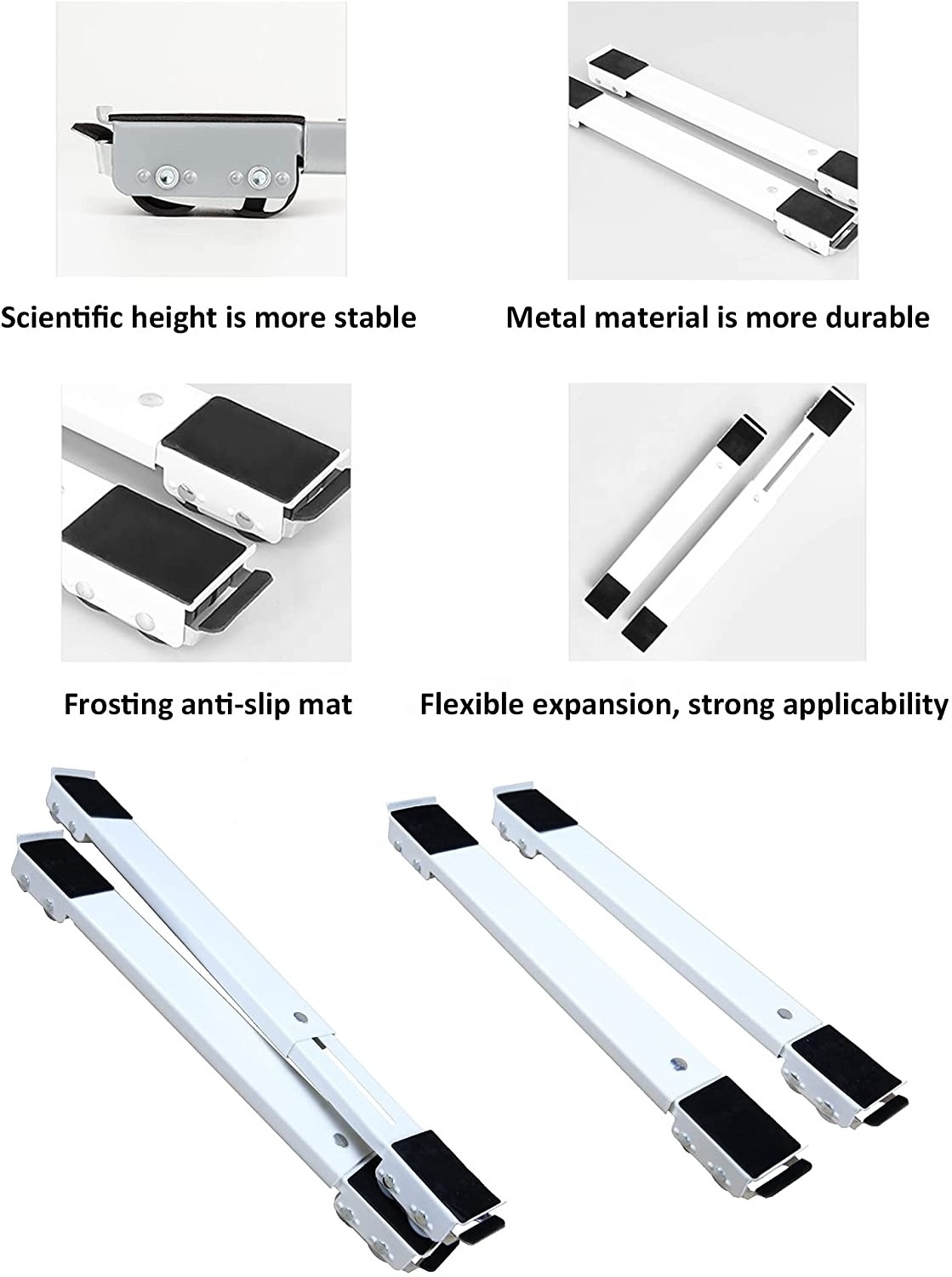 Adjustable Mini Fridge Stand Washing Machine Base, Mobile Roller Stand with Locking Rotating Wheels for Refrigerators and Dryer