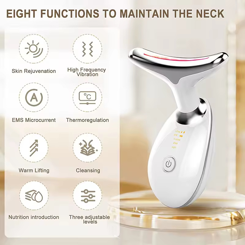 7 led colorsElectric Facial Beauty Massager Portable  for Face and Neck Lifting Tightening Skin Wrinkle Removal Tightening