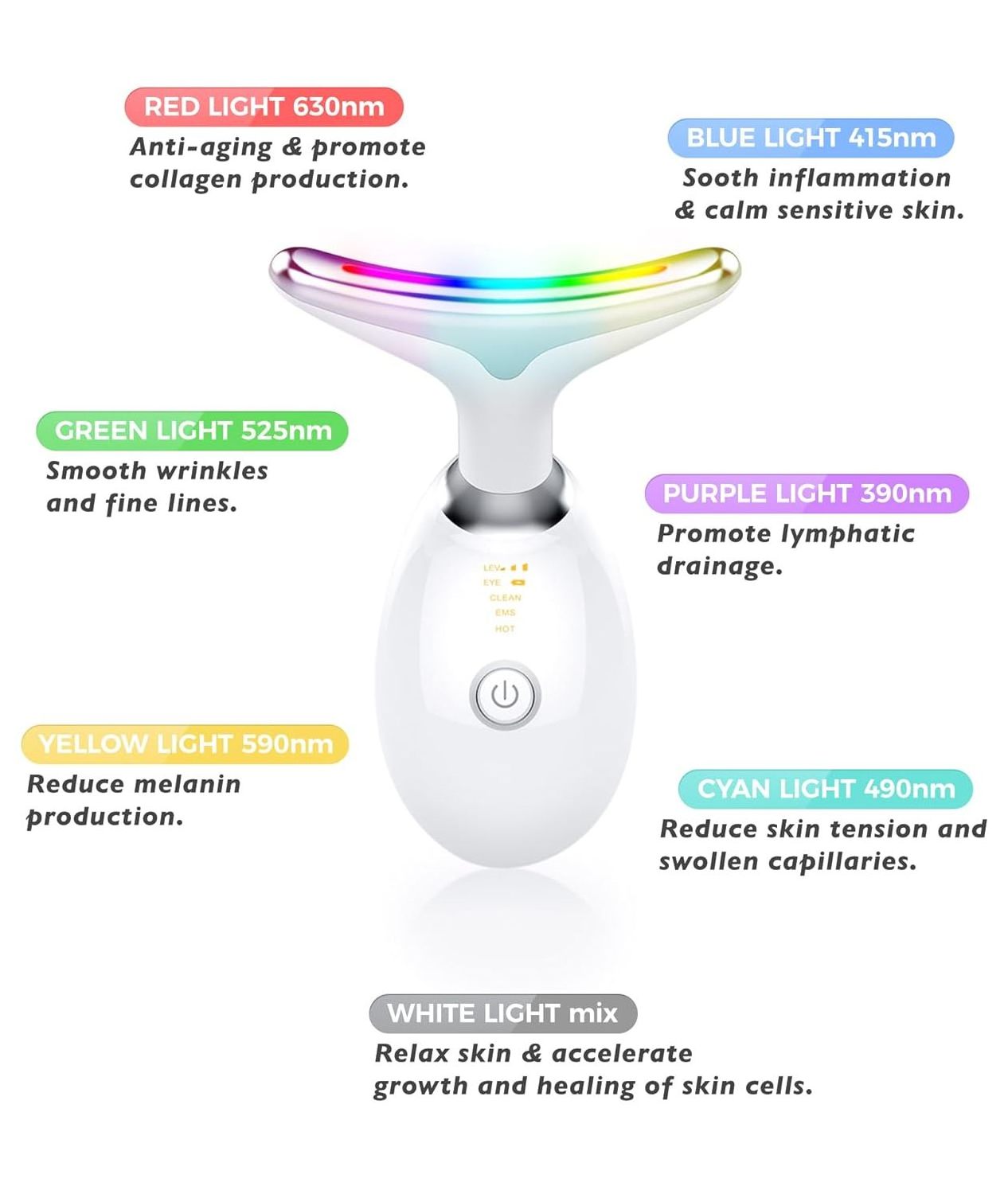 7 led colorsElectric Facial Beauty Massager Portable  for Face and Neck Lifting Tightening Skin Wrinkle Removal Tightening