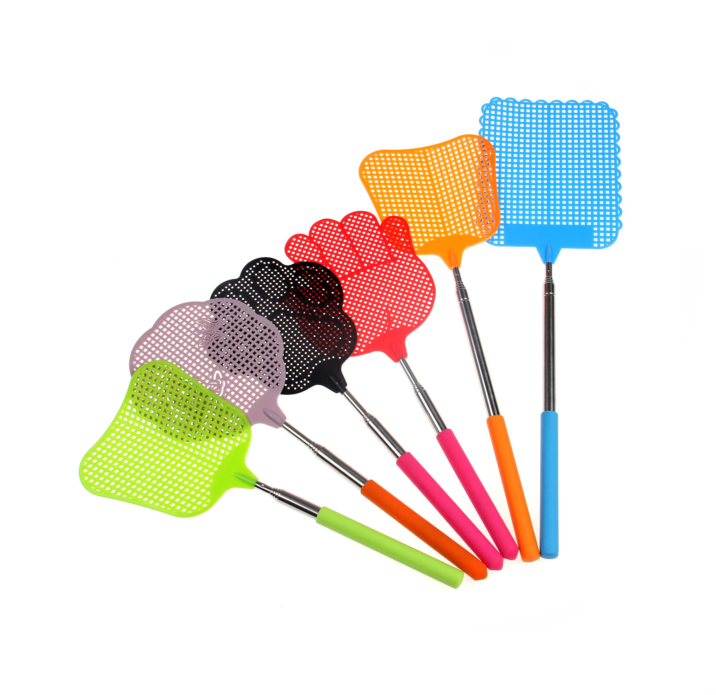 Cheap Durable Cute Extendable  Fly Telescopic Fly Swatter Heavy Duty Plastic Fly swatter with Extendable Stainless Steel Pole