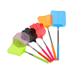 Cheap Durable Cute Extendable  Fly Telescopic Fly Swatter Heavy Duty Plastic Fly swatter with Extendable Stainless Steel Pole