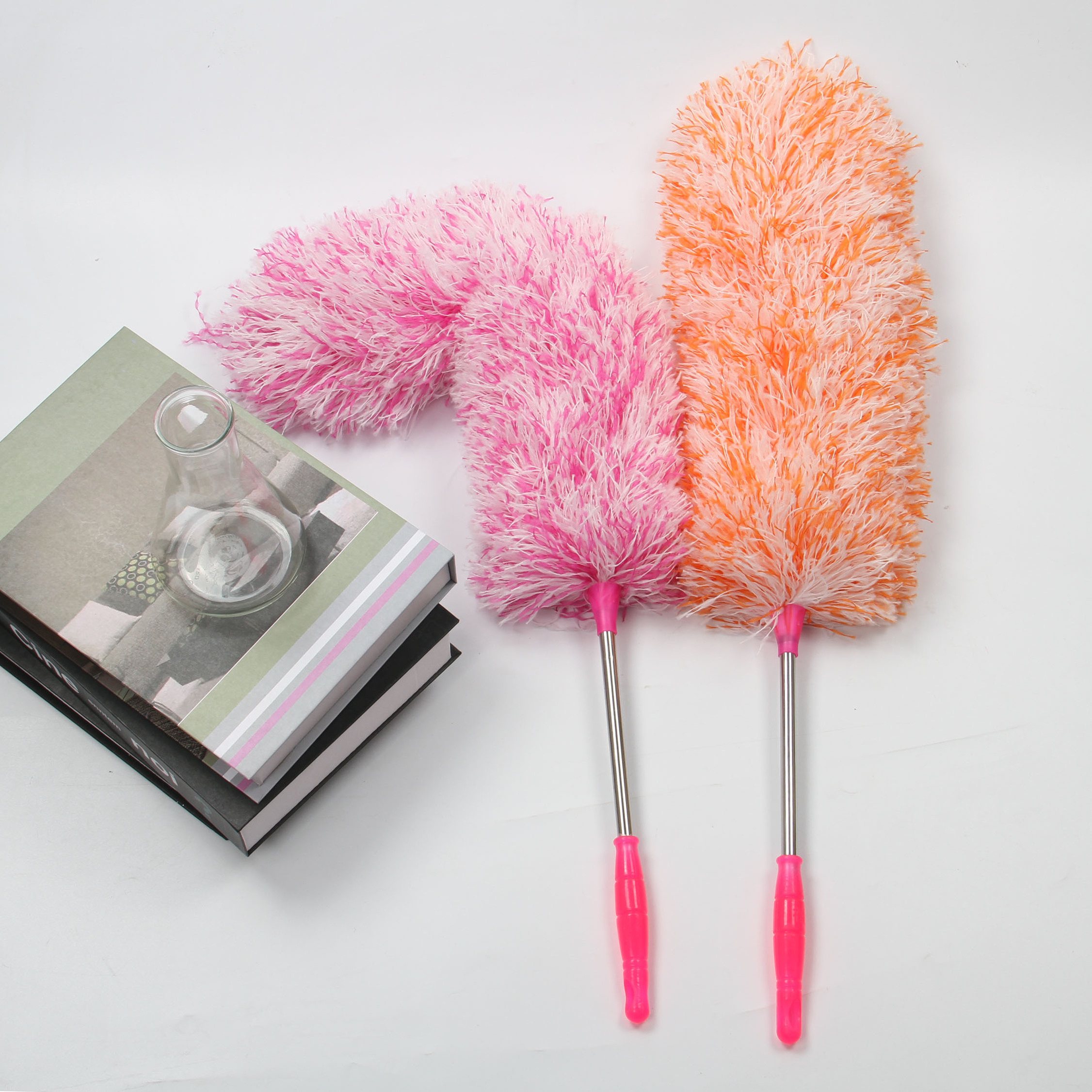 Broom feather duster plus handle bendable flexible feather microfiber cleaning duster