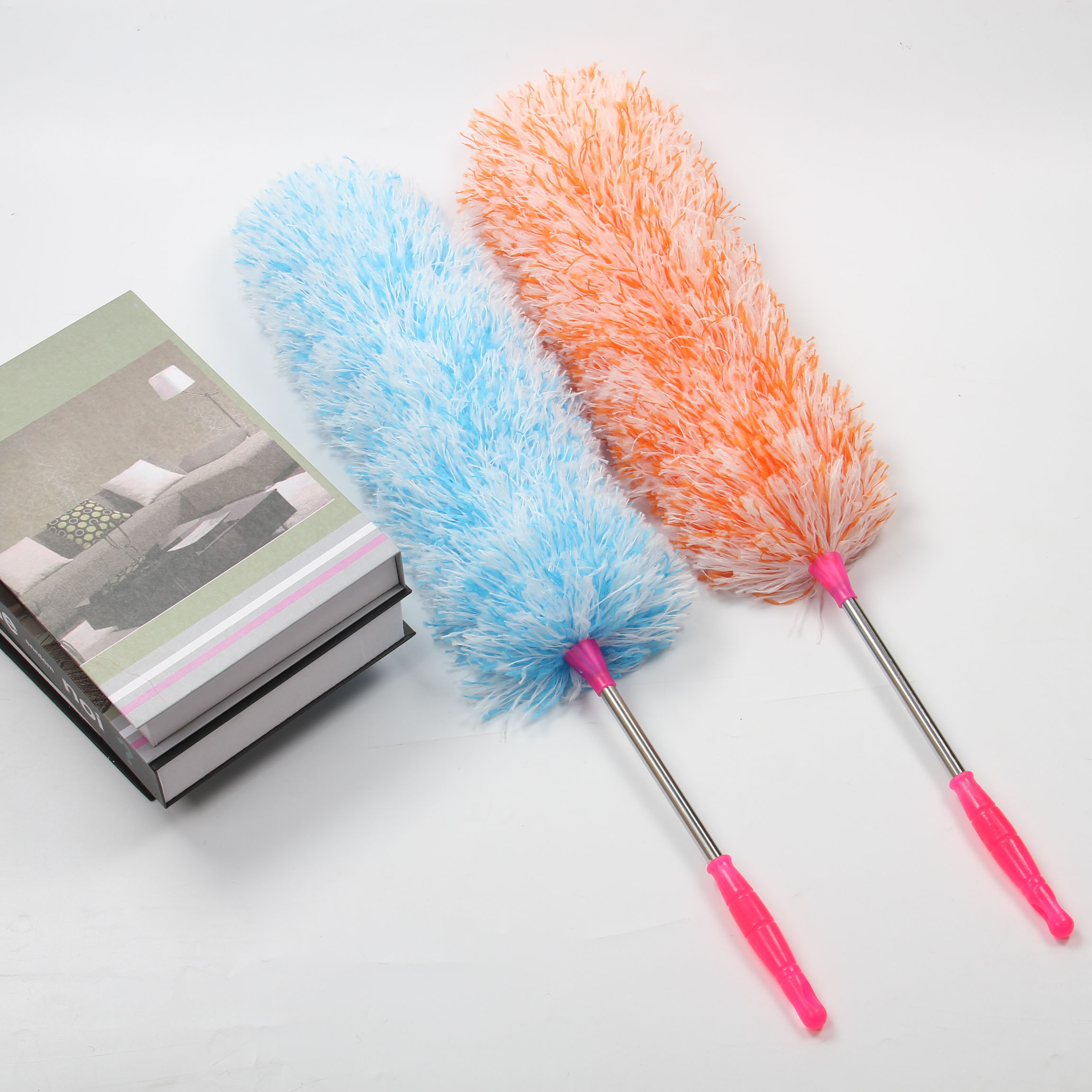 Broom feather duster plus handle bendable flexible feather microfiber cleaning duster