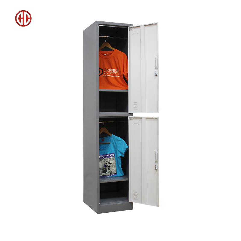 Single 2 Door 2 Tier Supermarket Locker Metal Steel Cabinet Storage Swimming Gym Wardrobe Locker With Key