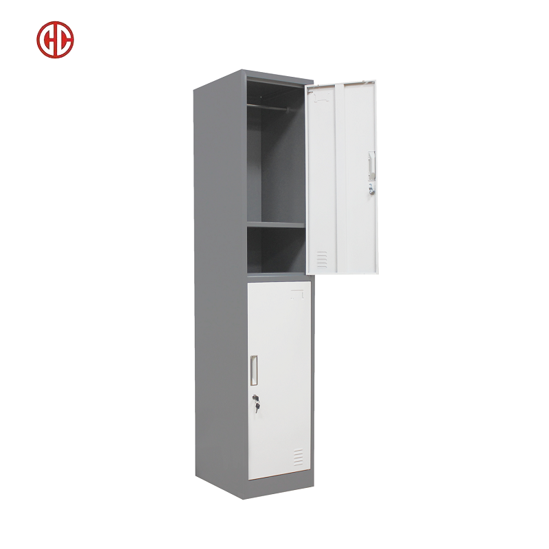 Single 2 Door 2 Tier Supermarket Locker Metal Steel Cabinet Storage Swimming Gym Wardrobe Locker With Key