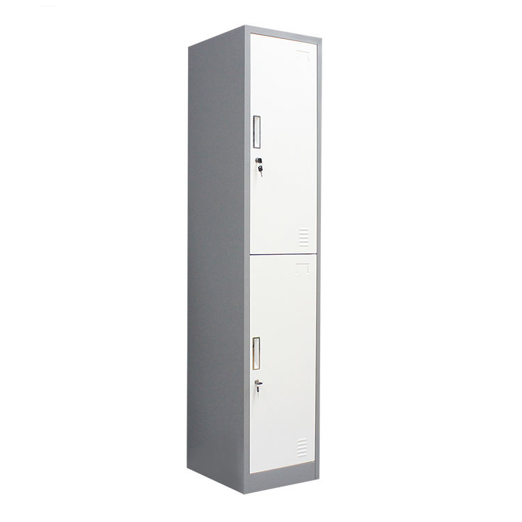 Single 2 Door 2 Tier Supermarket Locker Metal Steel Cabinet Storage Swimming Gym Wardrobe Locker With Key